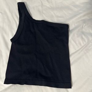 One Sleve Black Tank Top